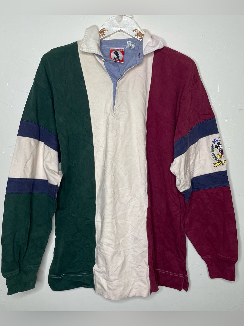 VINTAGE MICKEY MOUSE RUGBY STYLE PULLOVER SHIRT SZ M AS IS